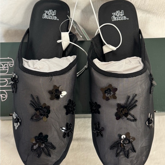 Wild Fable Pixie Floral Mesh Slip-on Mule Flats Memory Foam Insole Size 8.5 - Picture 3 of 8